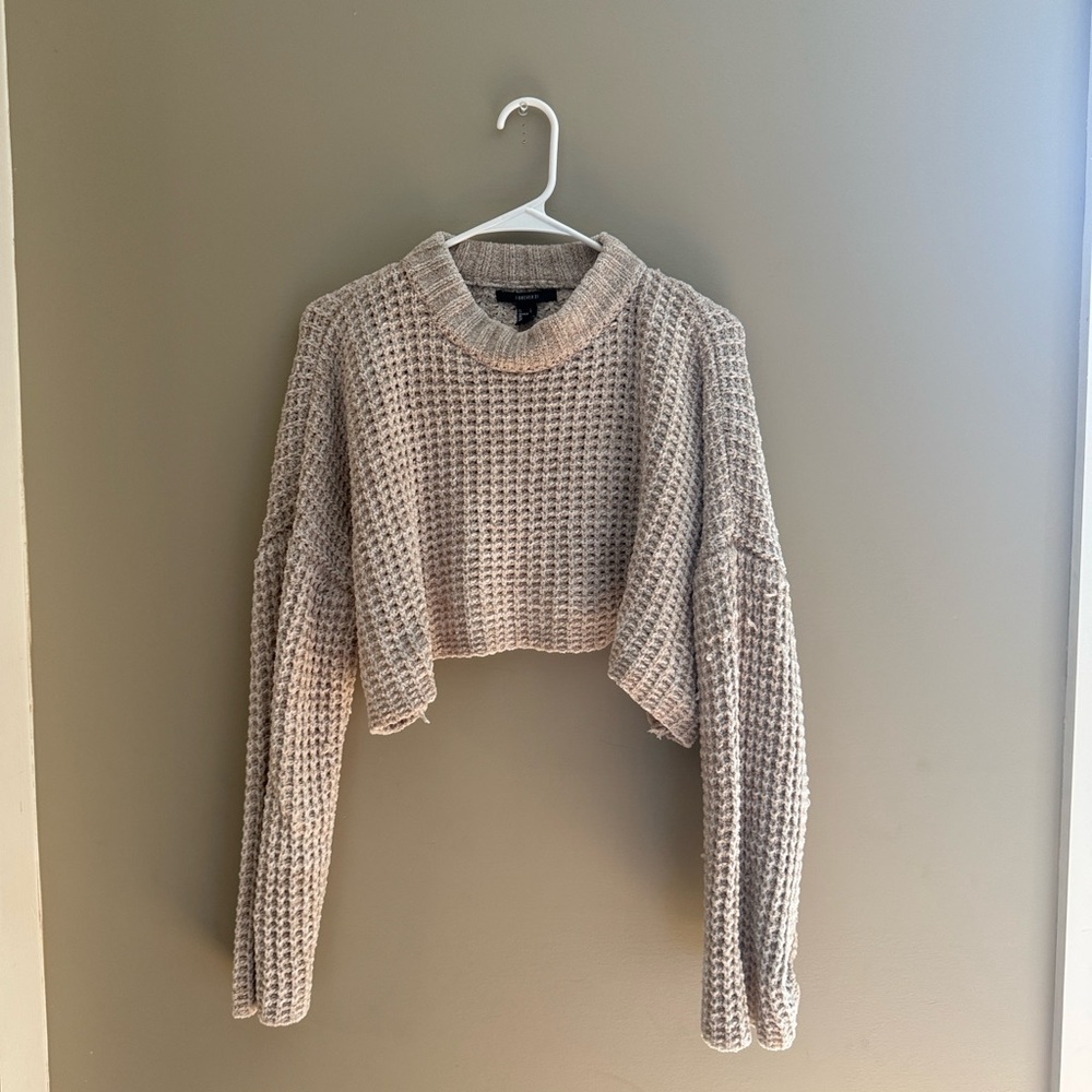Forever 21 Beige Cropped Turtleneck Sweater
